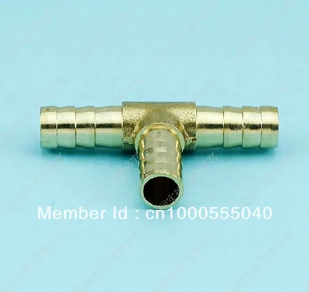 2pcs 3 ways 10mm BSP Tee House Barbed Connection Pipe Brass Coupler Adapter