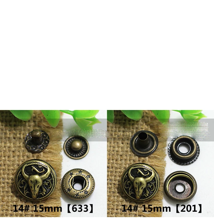 12 design 15mm vintage elegant carved bronze color snaps metal decorative button for clothes leather craft sewing accessories