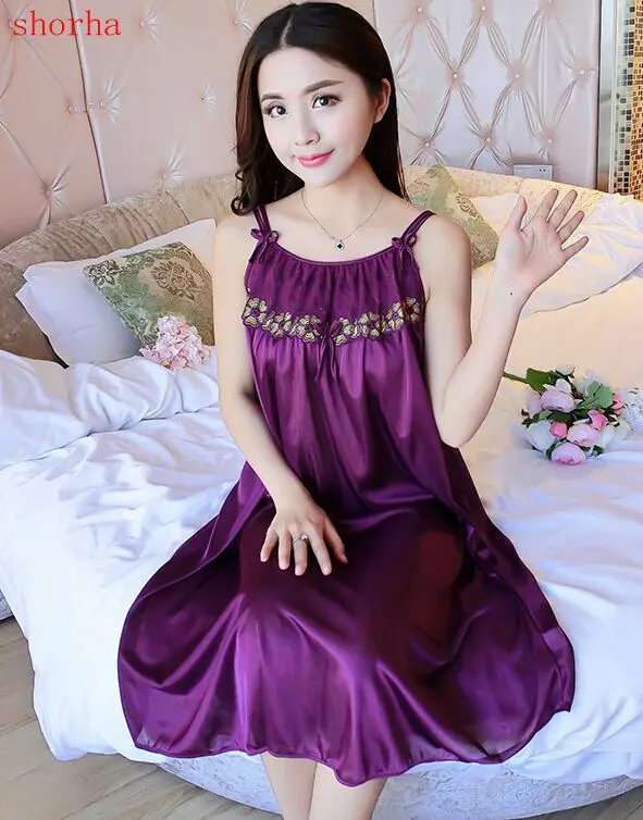 SHORHA Summer cute pregnant women ice silk pajamas freight strap sexy simulation silk nightdress silk models home service