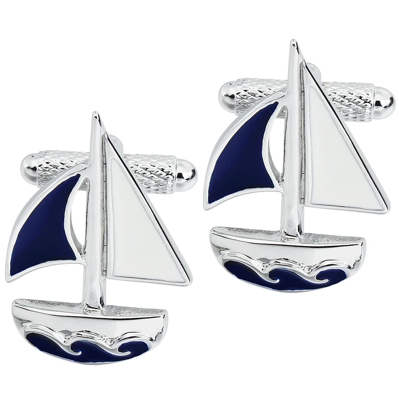 

HAWSON Fashionable Cufflinks Sailboat Navy Blue & White Cuff Links for French Cuffs/Shirts Garment Accessory Gift for Men