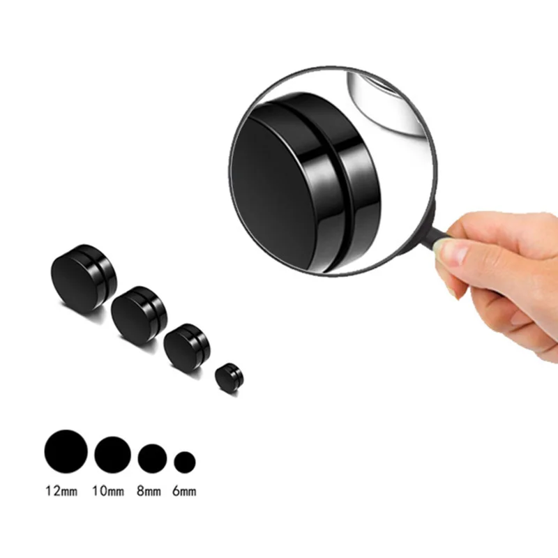 1piece 6/8/10/12 mm New Popular Magnetic Health Magnet Earring For Men Women And Kids Punk Ear Stud Non Piercing Earrings