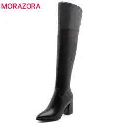 MORAZORA 2020 big size 33-47 over the knee boots women pu pointed toe autumn winter fashion boots sexy high heels shoes female