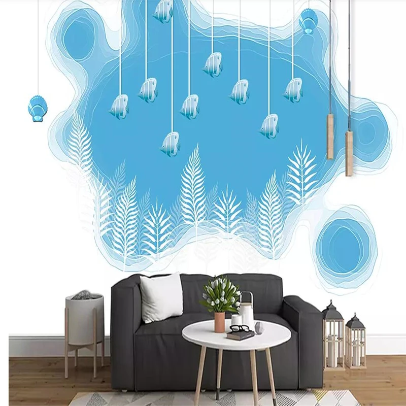 

Decorative wallpaper Fashionable style blue 3d deep blue background wall