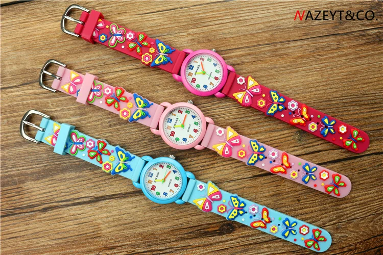 Reloj de cuarzo con diseño simple para niños y niñas, pulsera de silicona suave en 3D, en promoción