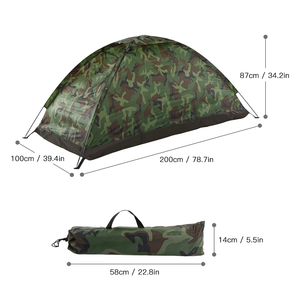 Camping Tents 1/2 Person Waterproof Camping Tent PU1000mm Polyester Fabric Single Layer Tent for Outdoor Travel Hiking