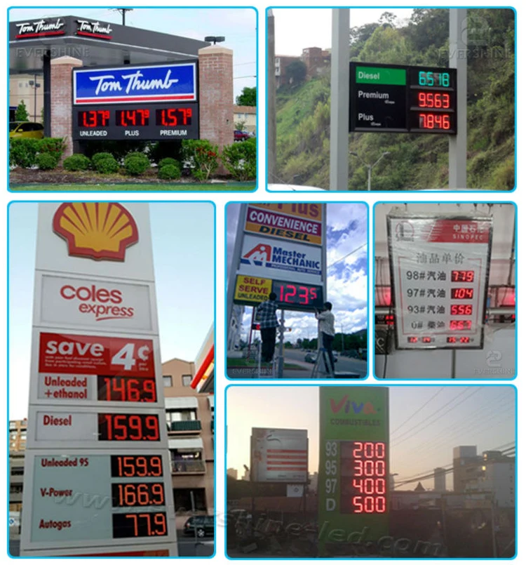 Gas station LED digital 15'' number price display led sign board white display