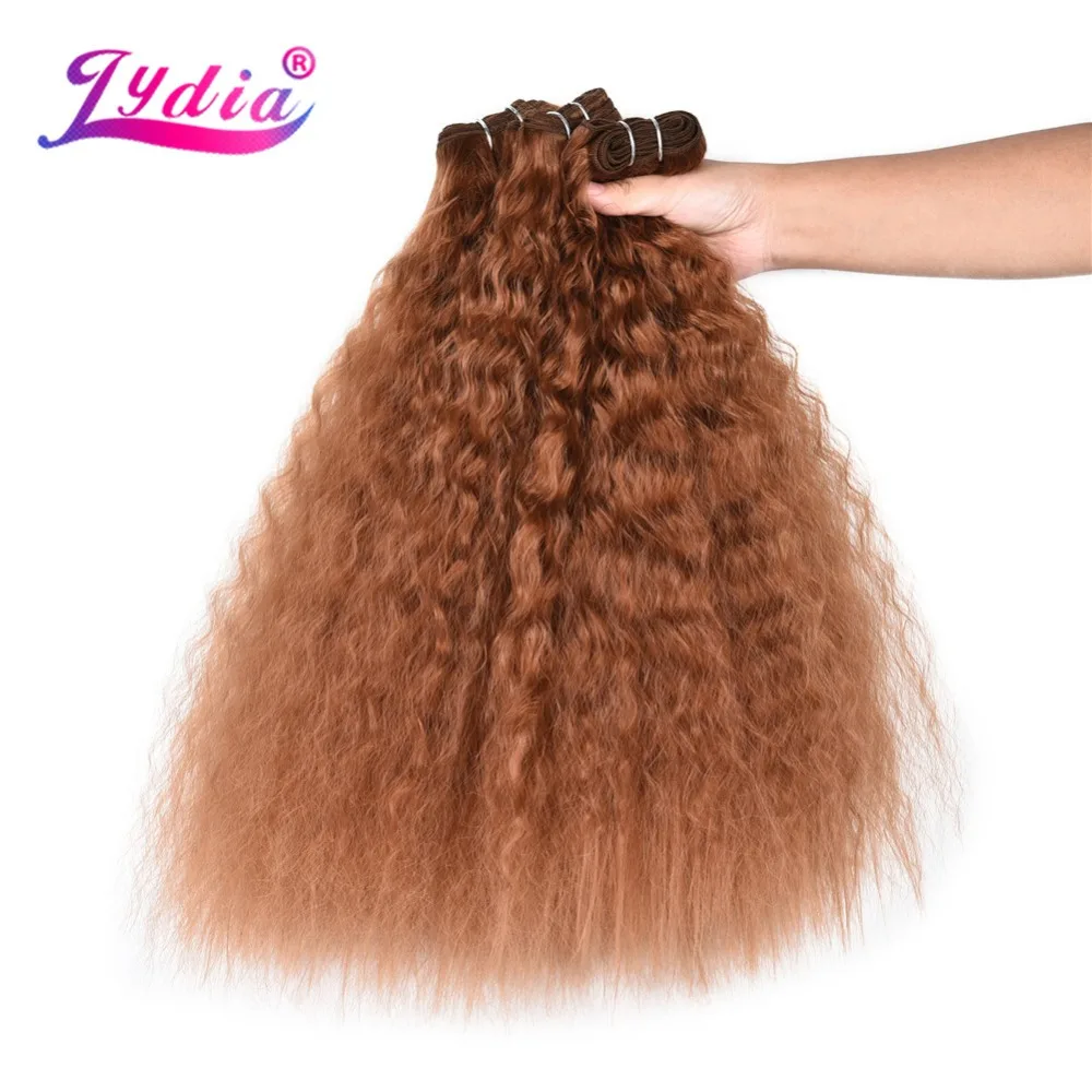 

Lydia 3PCS/Pack Kinky Curly Hair Weaving 18-22 Inch Wavy Synthetic Hair Extension With Double Weft Bundles Brown