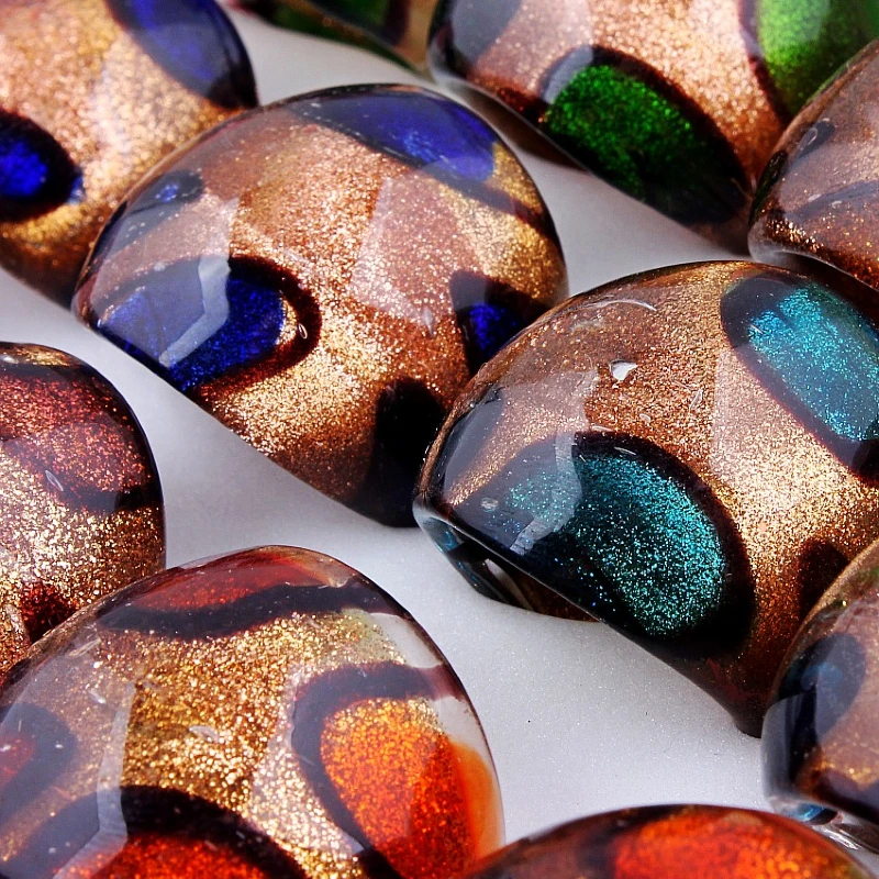 QianBei Wholesale Mixed 12pcs Fashion Handmade Colorful Murano Glass Rings For Women Men Jewelry Gifts