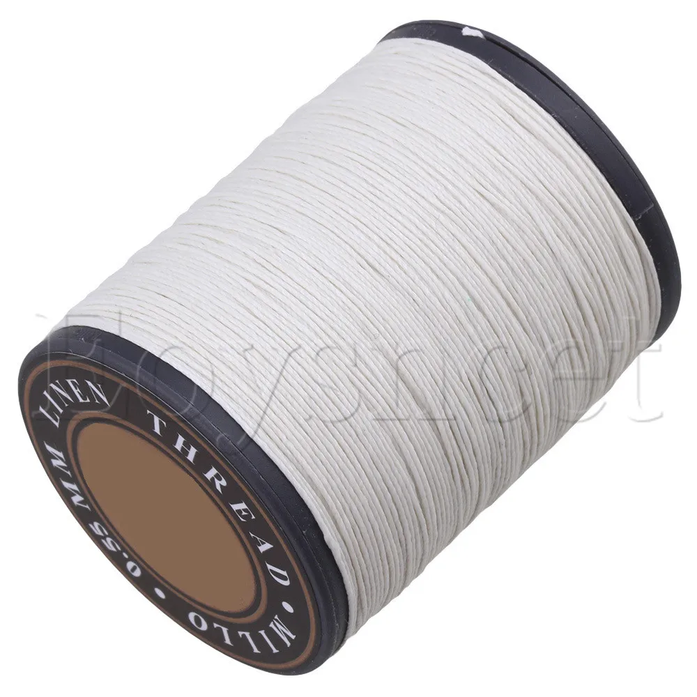 Craft Flax Waxed Linen Sewing Round Wax Cord String White 0.55mm Dia