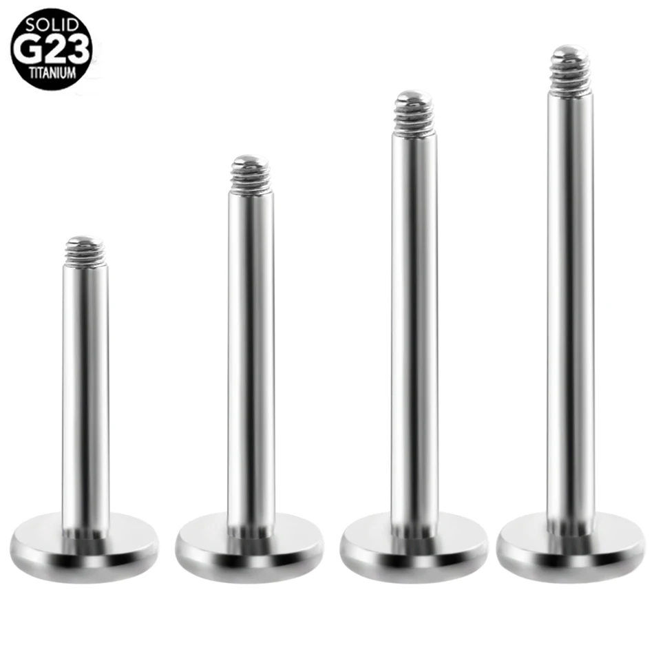 10pcs/lot Titanium Labret Bar Parts Screw Thread Head 16g 14g Labret Post Barbells For Lip Piercing Labret Post Only Replacement