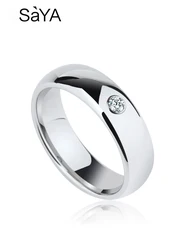 Rings for Men, Classic 6mm Width Unisex Tungsten Engagement Rings, Dome Band Inlay, Engraving