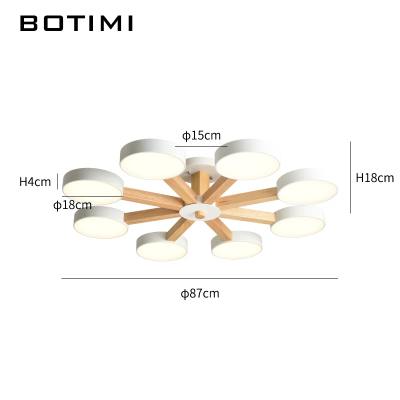 Lampadario a soffitto rotondo 220V 110V per soggiorno moderno in legno bianco Lustre luci per camera da letto in legno lampade da interno montate su