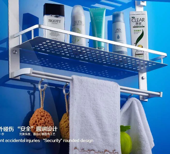 aluminum dual tier bathroom shelf