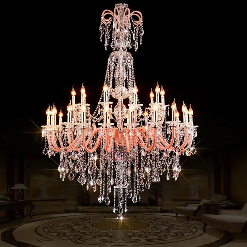 Grand French chandeliers Large high ceiling chandelier crystal droplight for Living room Foyer Hotel decor led light stair lamp