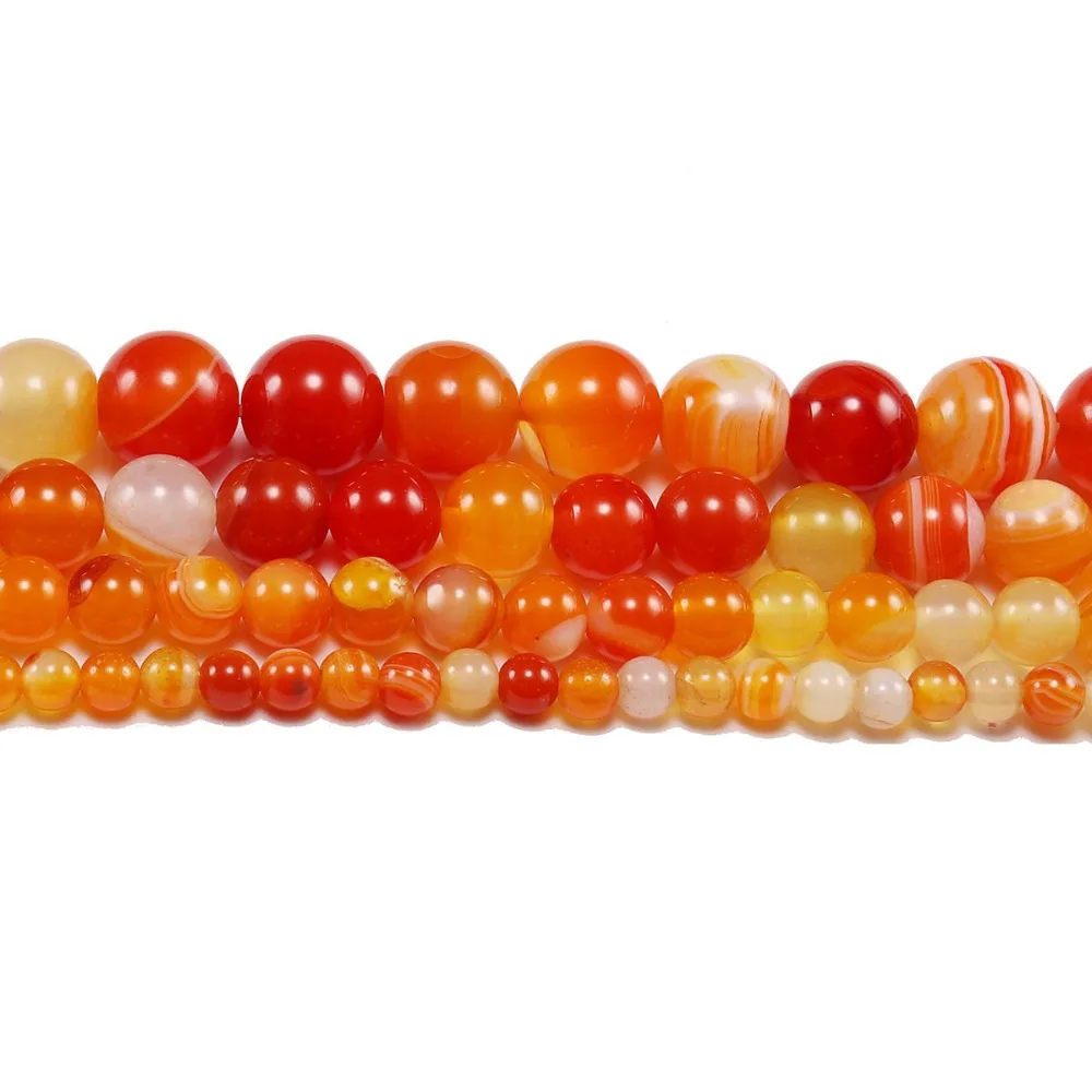 4/6/8/10/12mm Natural Orange Banded Agat Natural Stone Round Beads For Jewelry Making DIY Bracelet Necklace Earring 1strand/lot