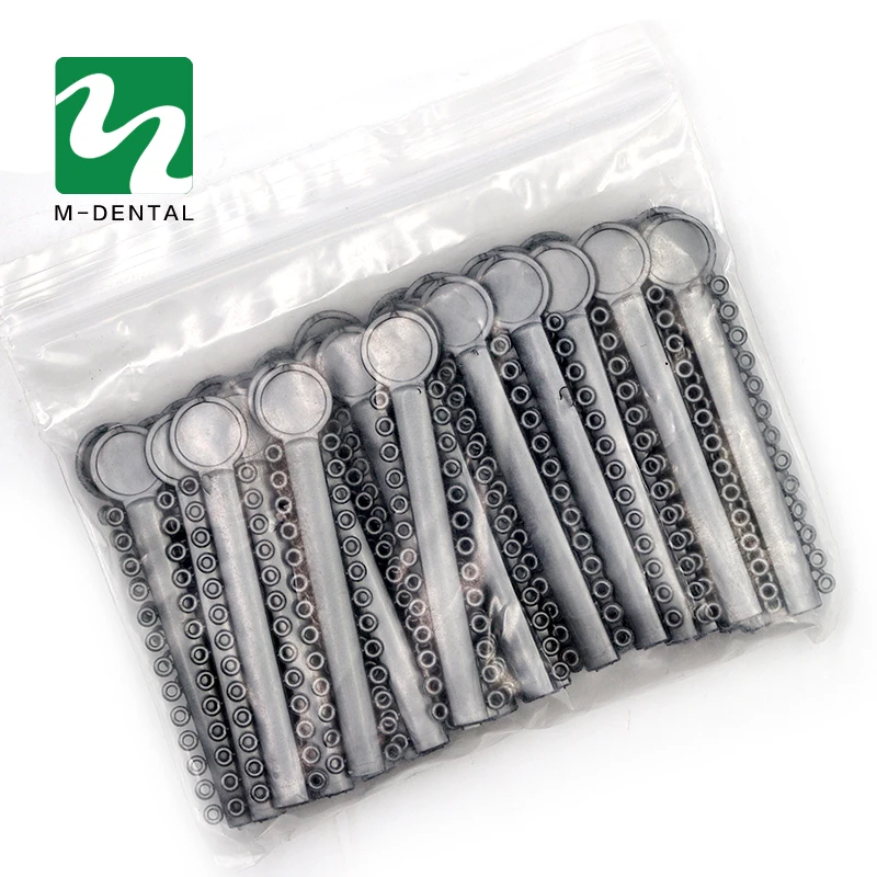 Corbata de ligadura Dental gris para ortodoncia, lazos de ligadura elastoméricos, bandas de tirantes para clínica Dental, 40 unids/lote por bolsa