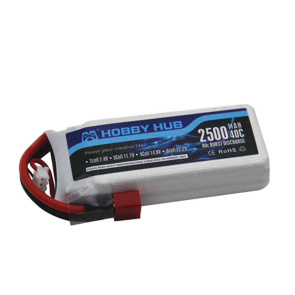 Hobby Hub 2PCS RC Lipo Battery 2S 7.4V 2500mah 40C Max 80C for Wltoys 12428 12423 1:12 RC Car Spare parts