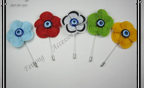 20pcs/lot New Promotion Felt  Flowers lapel  Pin Handmade Boutonniere Floral Stick Pin Mens Accessories