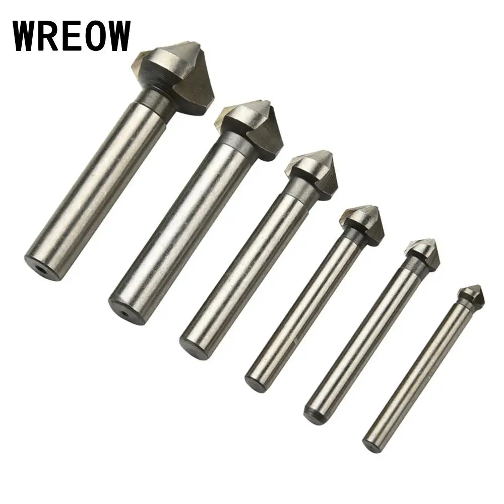 WEROW Metalwork Milling Cutter Tool Three-edged chamfer  for a workpiece Round Handle 90 Degree Bevel Blades wood drill bit B3