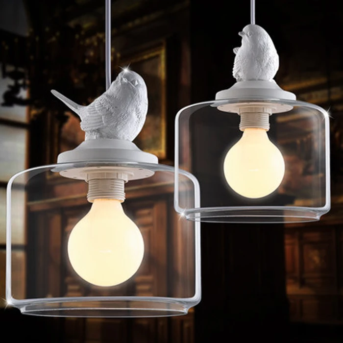 

Современная короткая Мода ретро Лофт кантри креативная белая Смола Птица стекло Эдисон подвесной светильник для учебы Ресторан домашний декор Освещение