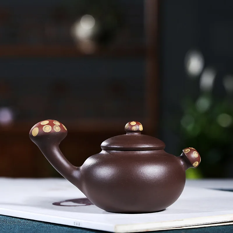 160cc China Genuine Yixing Old Purple Mud Teapot Black Natural  Dahongpao Tea Set Mini Mushroom Teaware