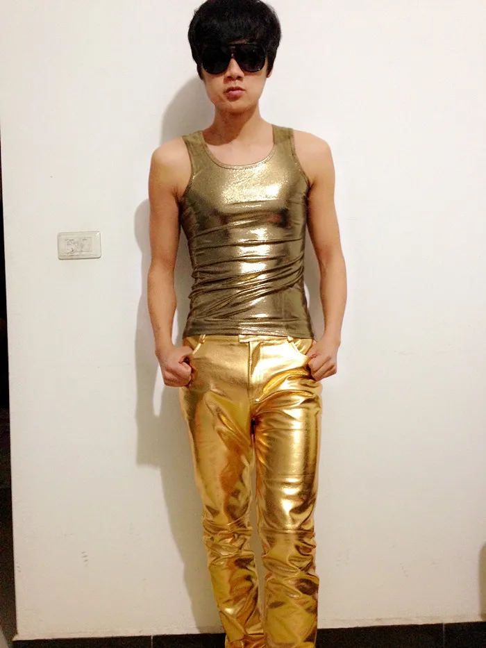 S-xxl ! 2021 New Fashion Slim Punk Men's Clothing Dj Gold Silver Sequin Vest Tight Stretch Singer Costumes