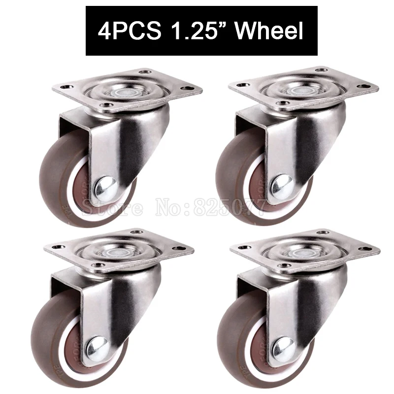 

NEW 4PCS 1.25'' Universal Swivel Wheels Castors Rubber Super Mute Platform Trolley Chair Furniture Casters Max Loading 66KG/4PCS