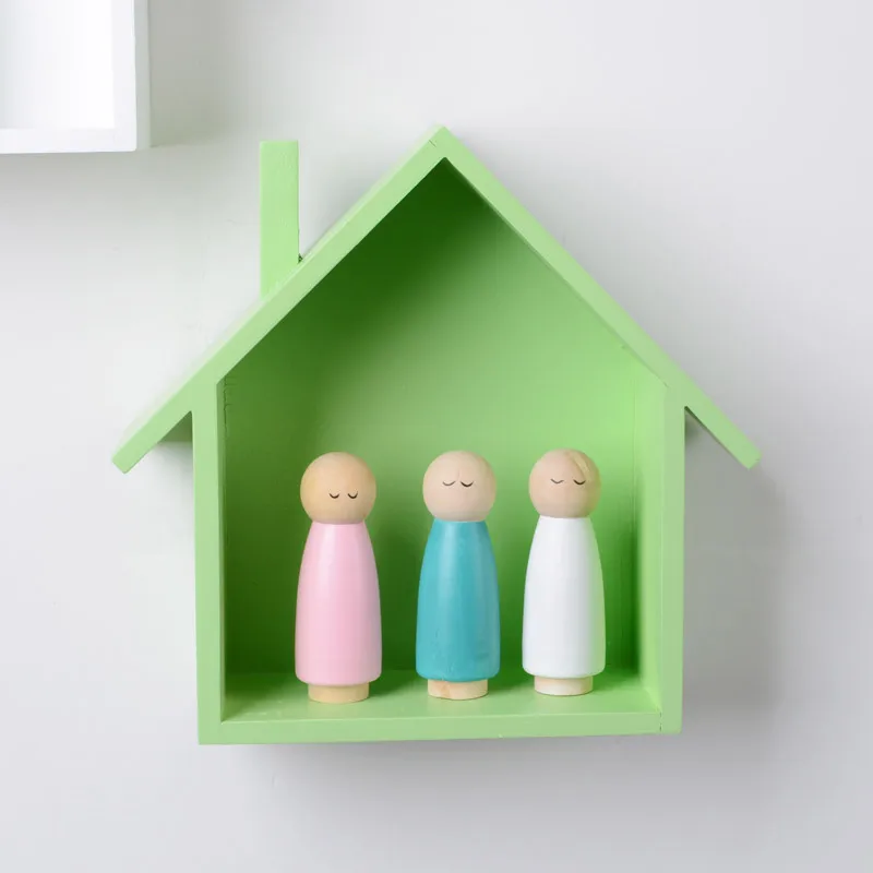 Leuke Houten Poppenhuizen Kids Baby Meisjes Jongens Kamer Wanddecoratie Poppenhuizen Kinderen Hout Speelgoed Wit Roze Groen Blauw Kleur