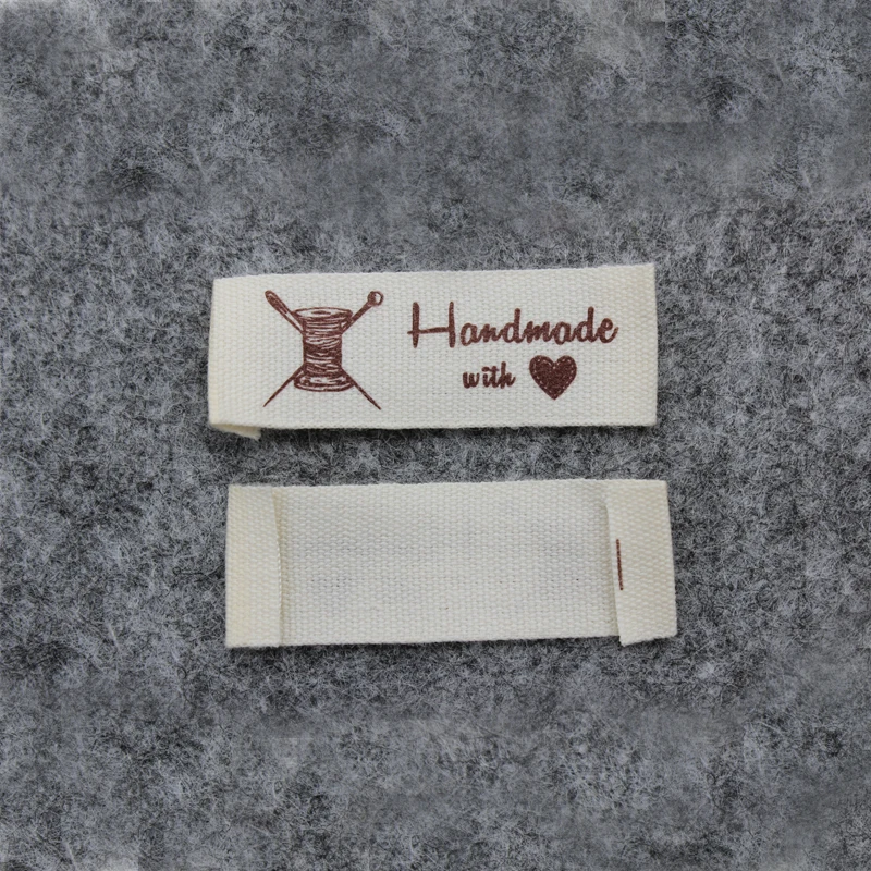 100pcs Handmade label stock /handicraft garment printed tag/Custom Sewing name labels / brand labels, Clothing Cotton Ribbon