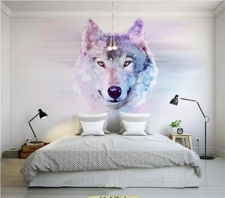 

Custom 3D Stereo Large Mural Wolf Totem Animal Wallpapers Bedroom Living Room TV Background Wall Covering Non-woven Wallpaper