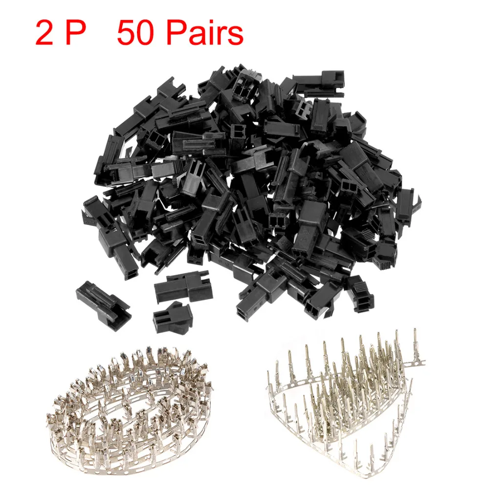 

Uxcell 50 Pairs 2 Pin Black Plastic Male Female JST-SM Housing Crimp Terminal Connector 2.54mm Pitch Good Replacement