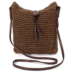 Fabric bags Shoulder Straw Summer of Women Fabric Crossbody Bags Canvas Jute Beach Travel Bag