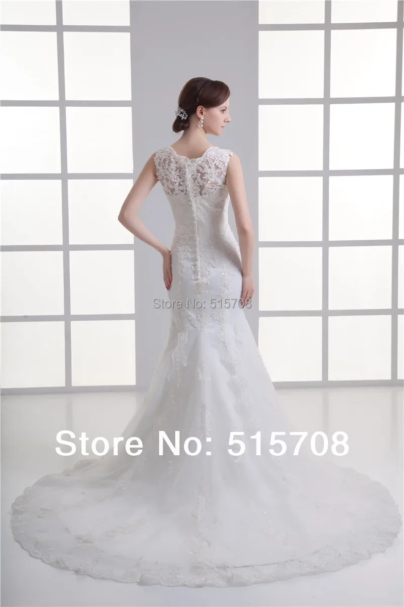 Vestidos de novia elegantes con cuentas de encaje y cuello transparente, vestidos de novia con cremallera, cola de corte, sirena, vestidos de novia personalizados