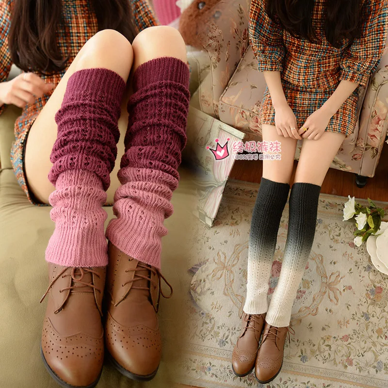 Soft Cashmere Gradual Colors Heap Foot Sleeves Autumn And Winter Warm Knitted Leg Warmers Fashion Personality Boot Troopers