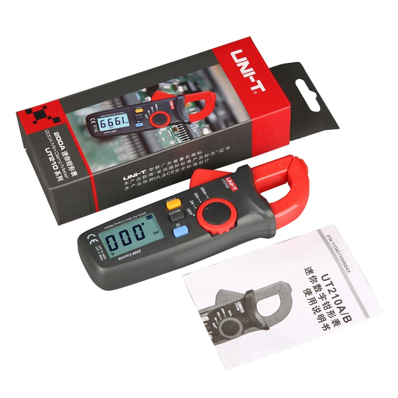 UNI-T UT210B True RMS 200A AC Mini Clamp Meters Ammeter NCV Test Professional Multimeter Digitais LCD Backlight MAX MIN