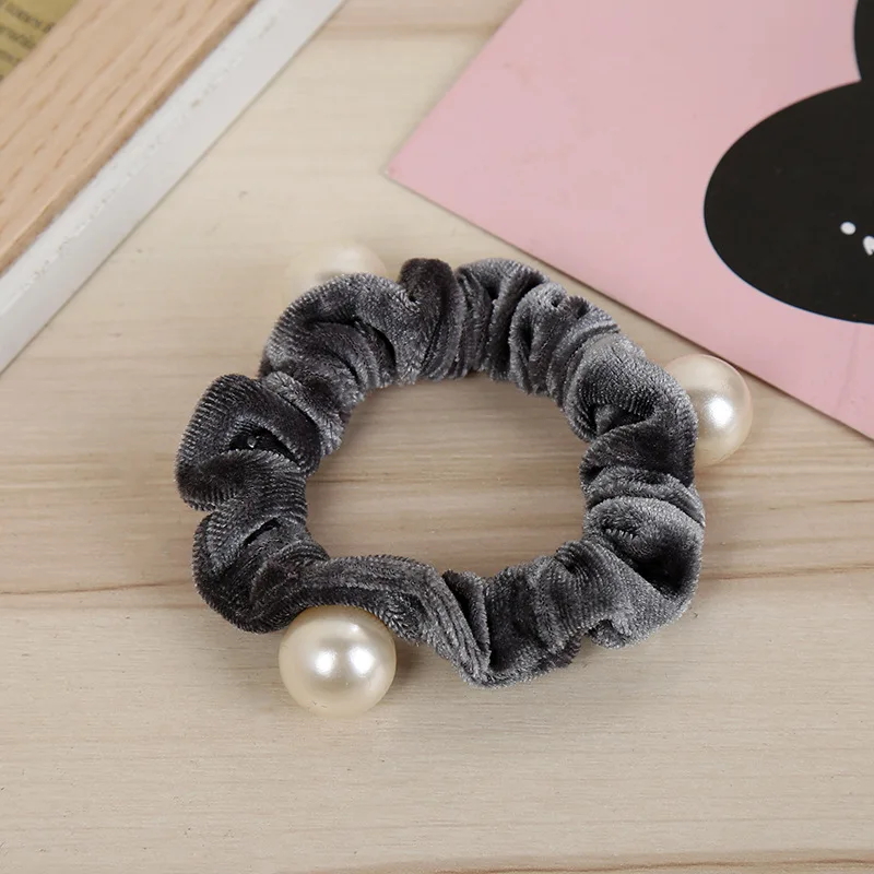 New Women arrival Velvet pearl Elastic Hair Ropes Scrunchies Girls\' No Crease Hair Ties Women Hair Accessories