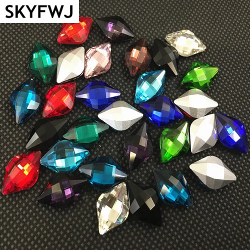 More Colors 125pcs 12x19mm Lemon / rhombus Fancy Rhinstones Pointed Back Glass Crystal Stone