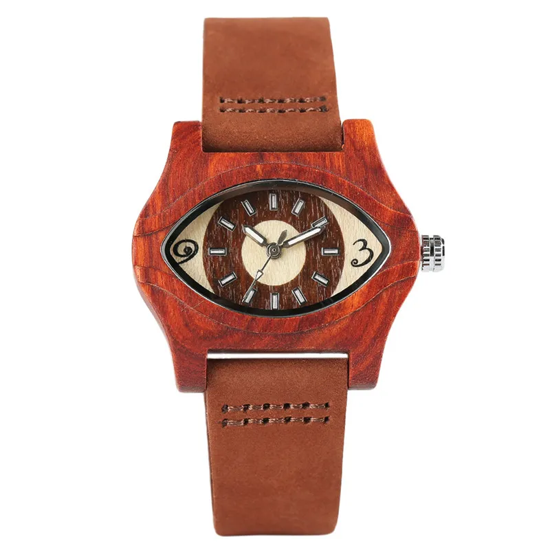 Turkish Evil Eye Bracelets Wooden Watches Women Female Genuine Leather Ethnic Vintage Quartz Watch Woman Men Bamboo Wristwatches