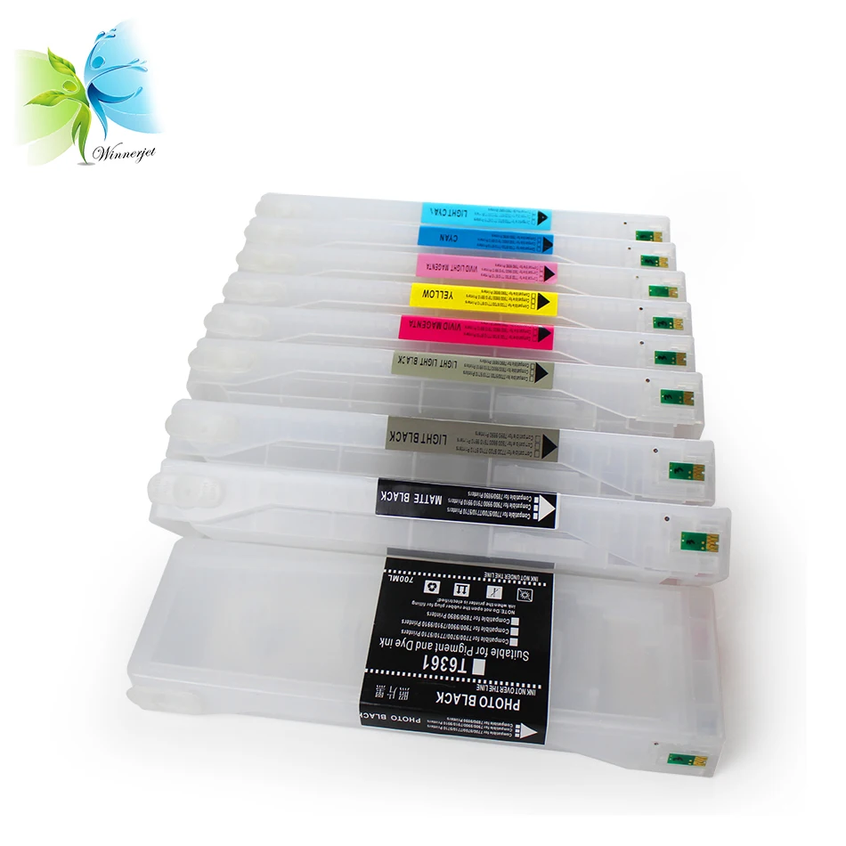 Winnerjet 700ml T6361-T6369 Empty Refill Ink Cartridge For Epson 7890 9890 Ink Cartridge + Free chip resetter