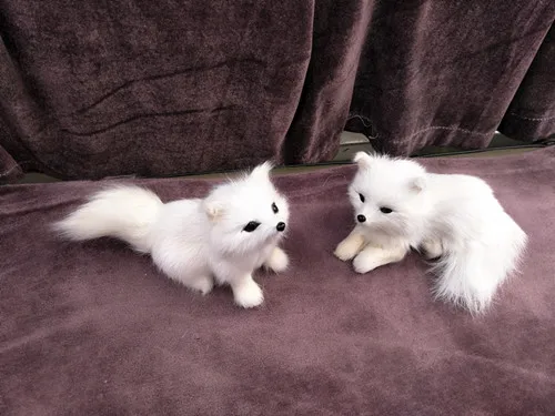 

a pair of new simulation fox toys polyethylene & furs handicraft whtie fox dolls about 11-12cm 050