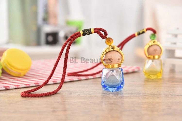 100pcs/lot Car Perfume Bottle Hanging Glass Bottle For Essential Oil Perfume Pendant Auto Ornament Air Freshener Car-styling