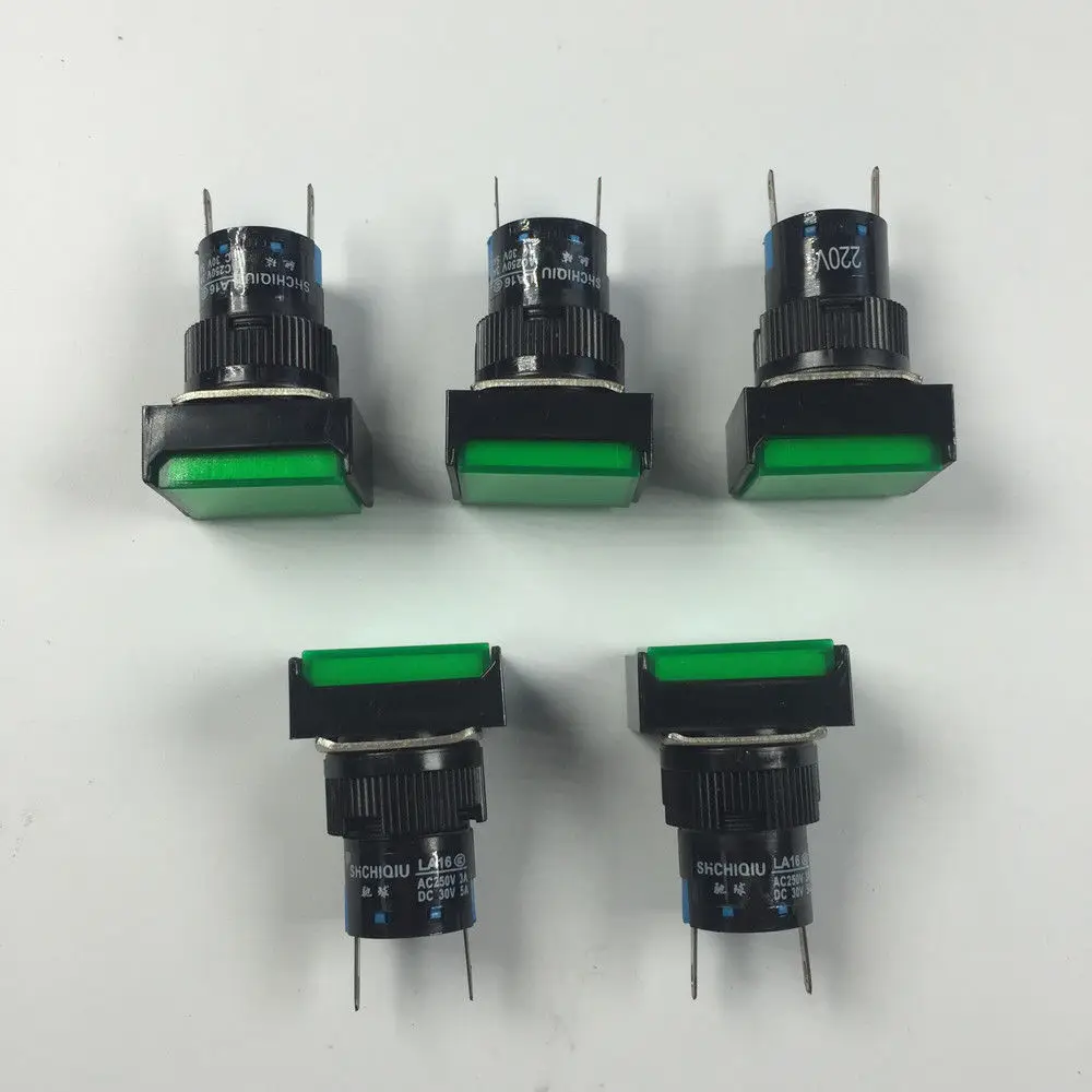 5 pz rettangolo tipo 2 pin indicatore luminoso luci di segnalazione incidente 12V 24V 220V rosso bianco verde blu giallo
