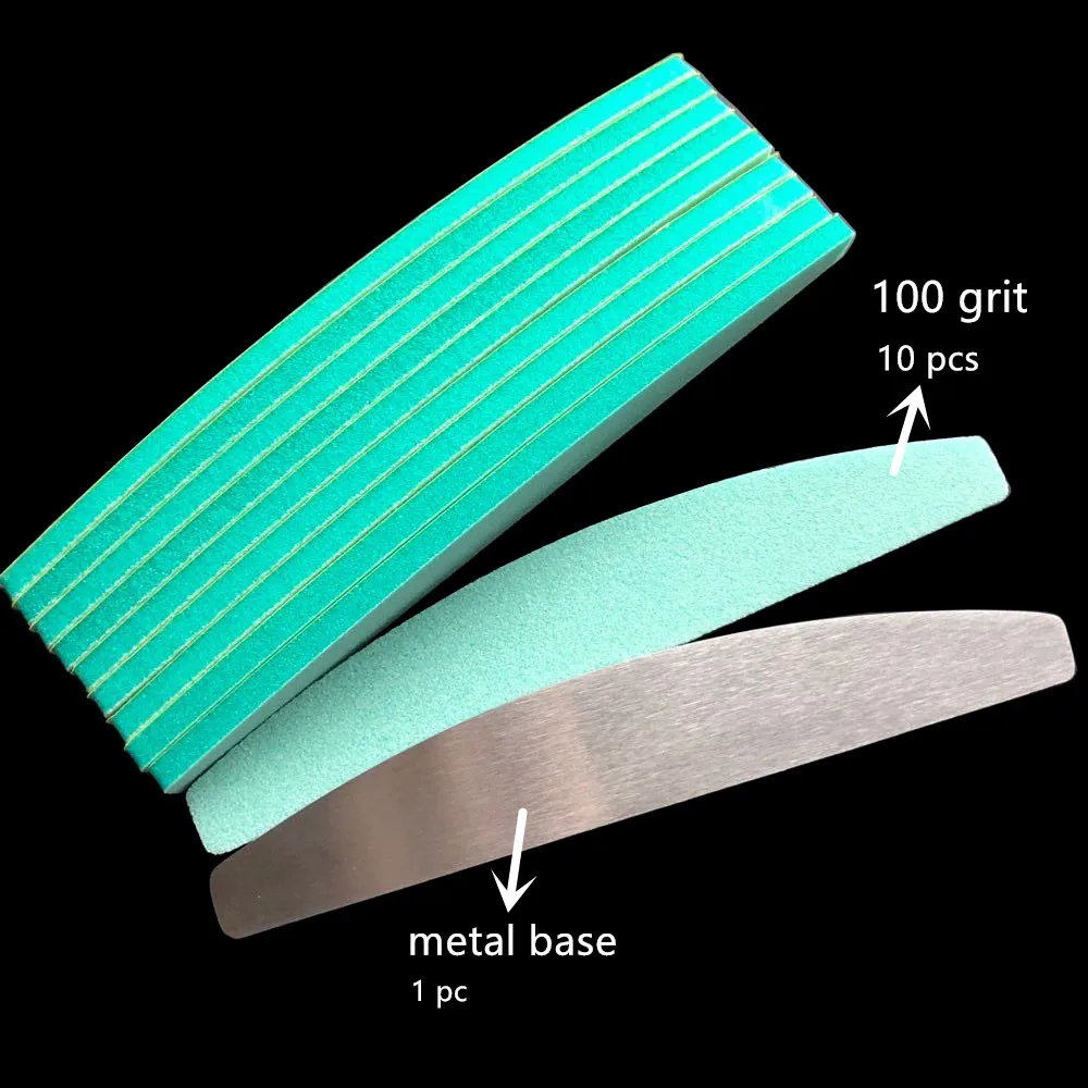 1 قطعة قاعدة معدنية و 10 قطعة استبدال منصات مسمار الإسفنج ملف هافمون شكل مسمار الرملي ملف مبرد أظافر قابل للتخلص
