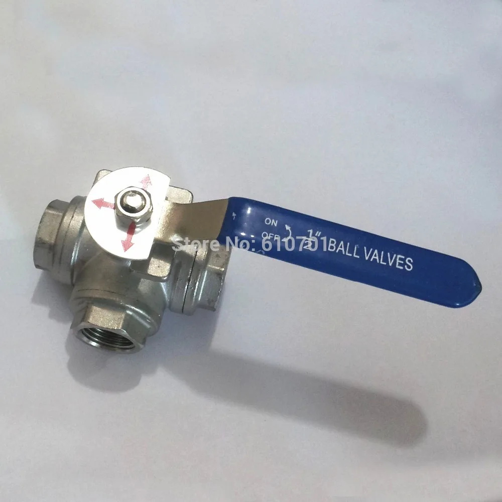 

DN15 1/2" Female BSP 3 Way 304 SS Stainless Steel Type T or L Port Mountin Pad Ball Valve Vinyl Handle WOG1000