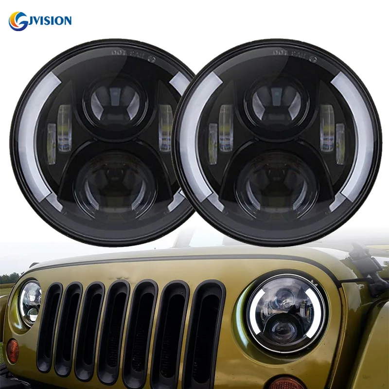 

7 inch led headlight White DRL Amber turn signal led projection headlamp for Lada 4x4 urban Niva Jeep wrangler JK Hummer