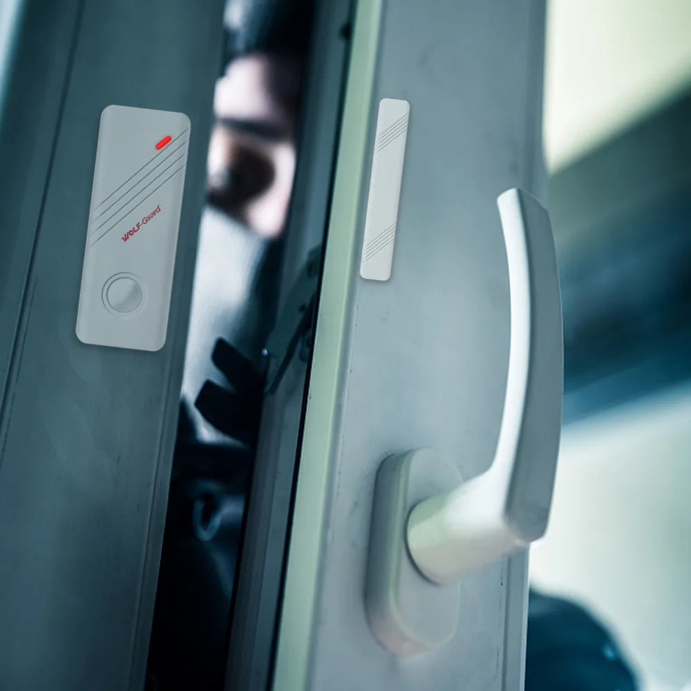 4Pcs Wolf-Guard Wireless Doors Windows Magnet Sensor Ultra-Thin Sensitive Detector White 433MHz for Home Security Alarm System