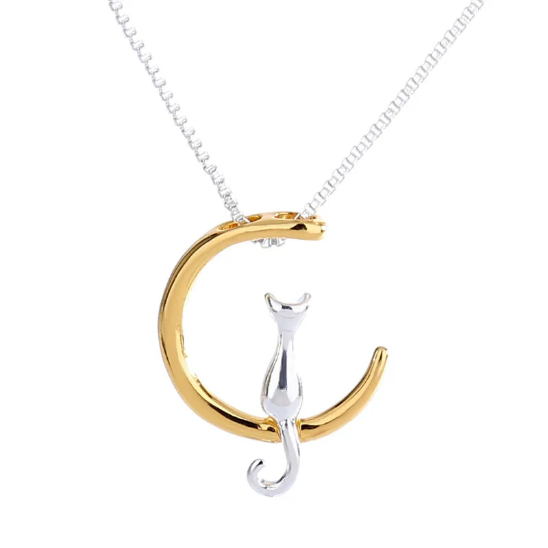 Collares de gato con Luna Vintage, cadena con colgante de gato en la Luna, collar de gato, joyería para mascotas