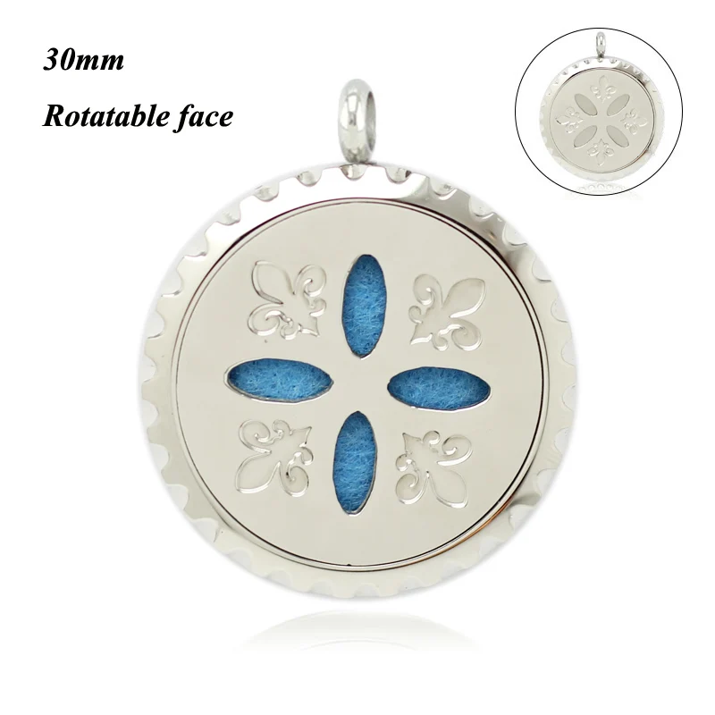 30mm essential oil diffuser pendant necklace 316L stainless steel twist aromatherapy lockets with rotatable face and pattern