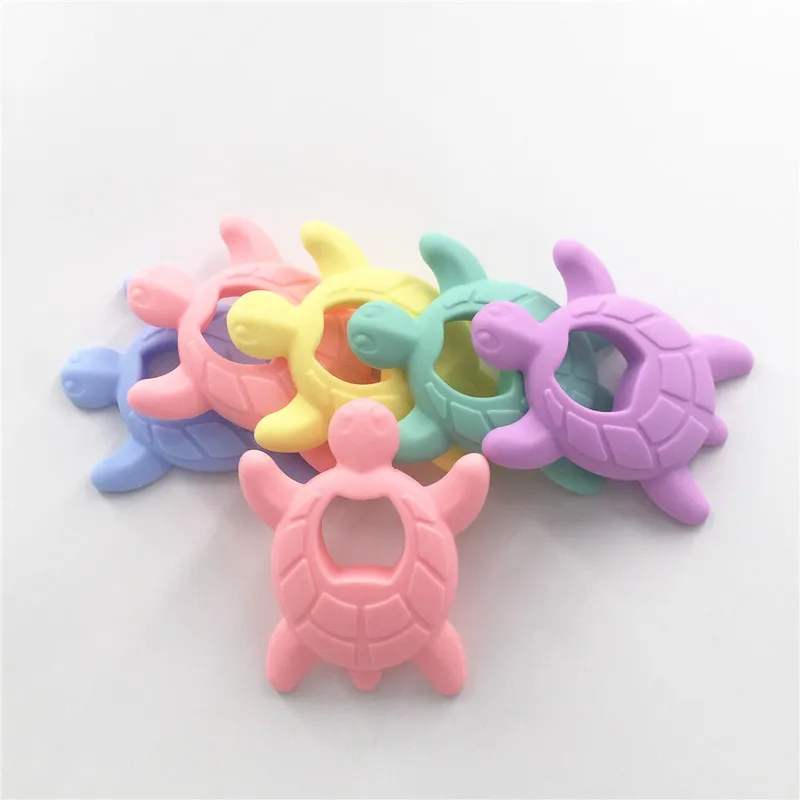 Chenkai 10pcs Silicone Turtle Teether DIY Colorful Lovely Baby Charms Pacifier Dummy Chewing Sensory Cartoon Animal Teething Toy