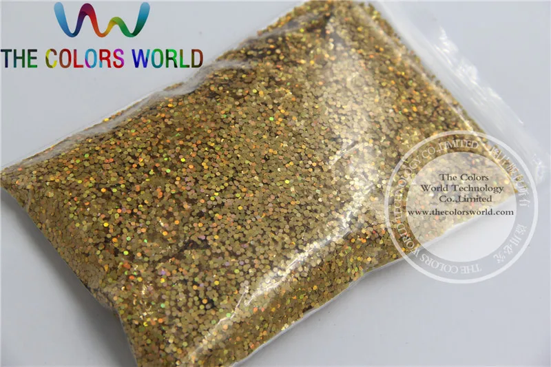 1mm Solvent Resistant Holographic Laser Gold color Makeup Glitter Powder Eyeshadow Face Body Cosmetic dust 1 Lot =50g